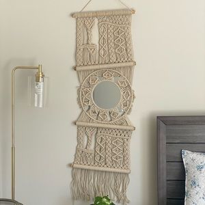 Macramé wall decor with mirror